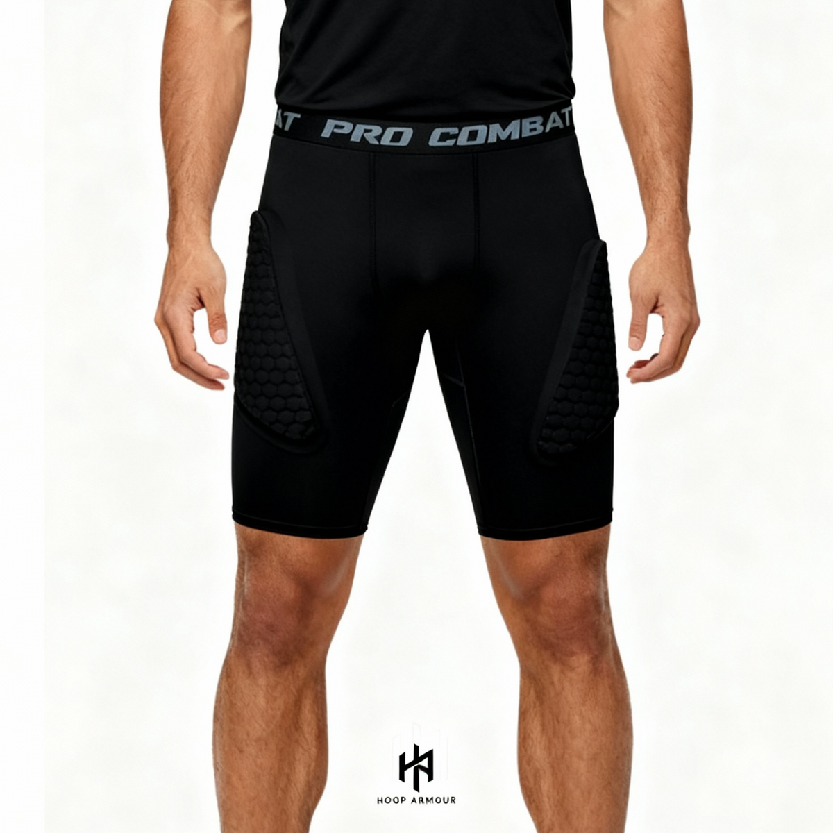 Hoop Armour™ Padded Black Compression Shorts – HOOPARMOUR™